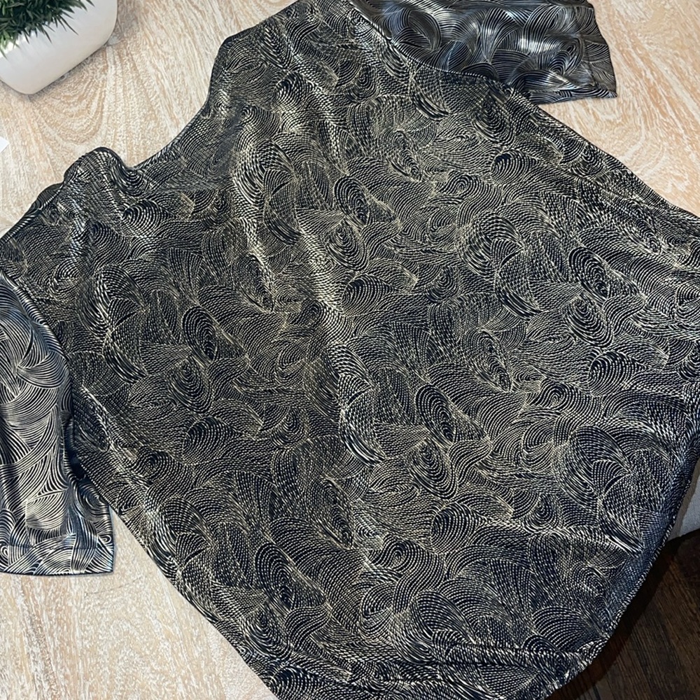 Vintage Shiny Gold Metallic Top Medium 1980’s Notations Shoulder Pads Disco